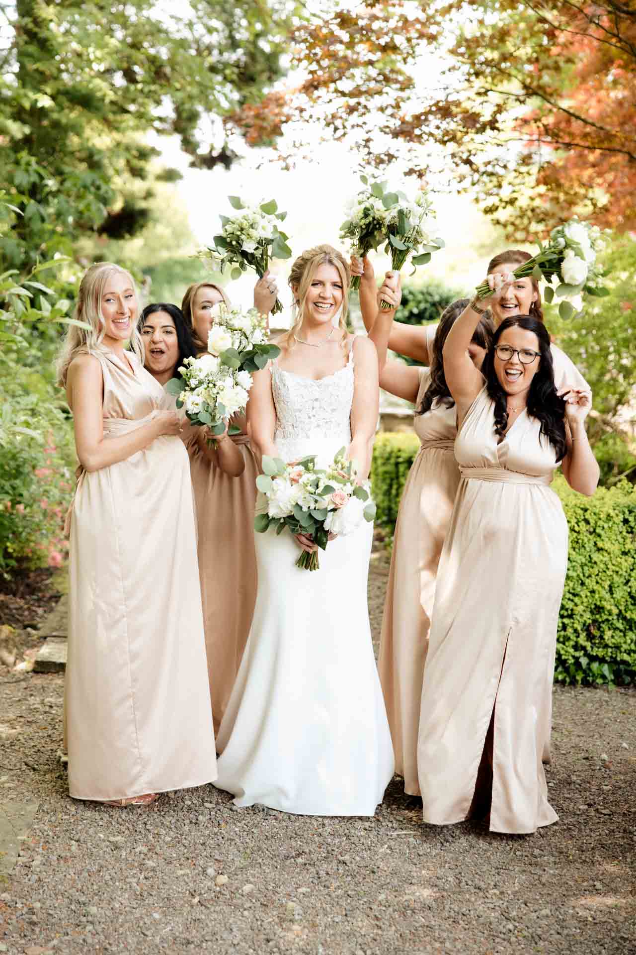 bridemaids at eaves hall in lancashire