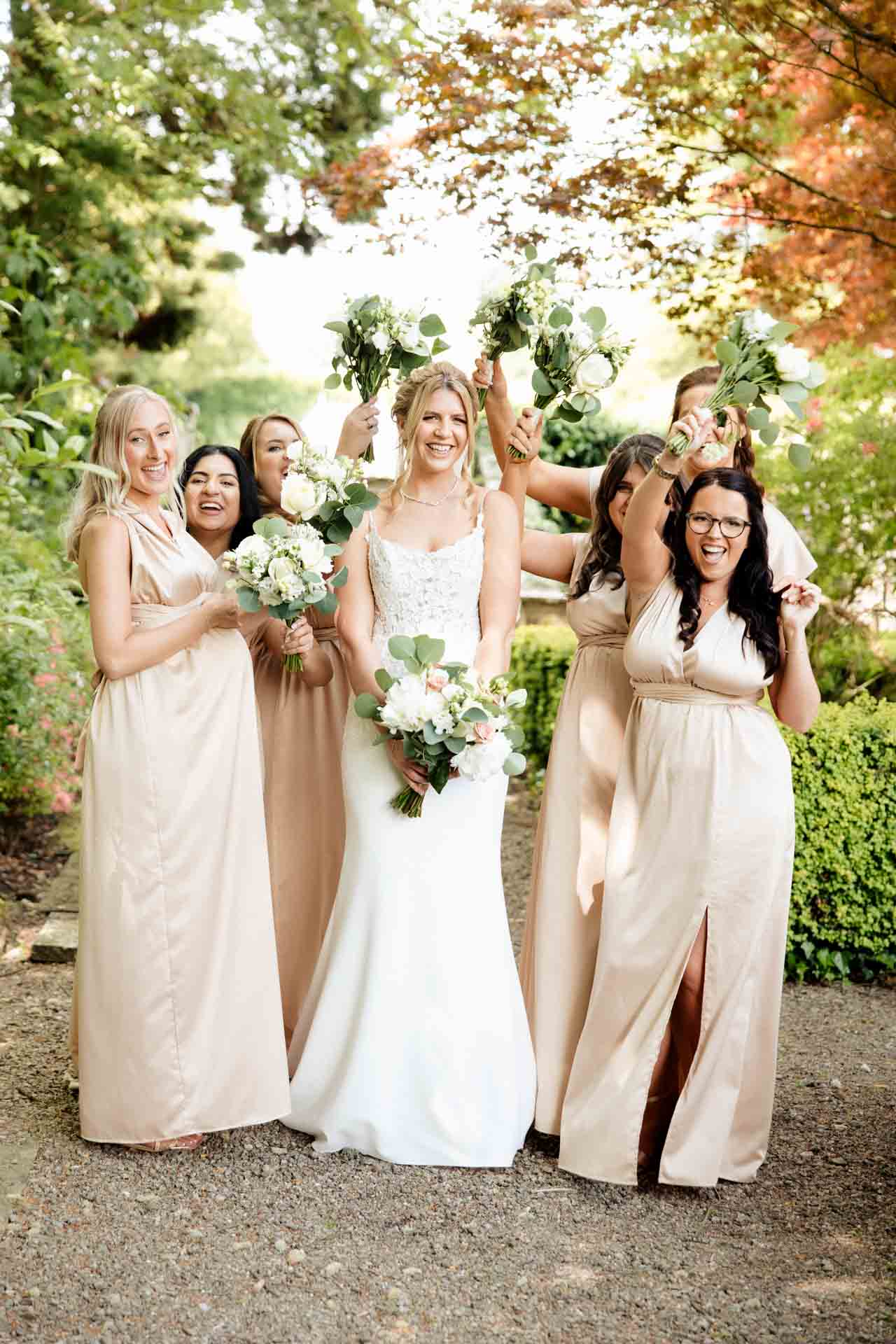 bridemaids at eaves hall in lancashire