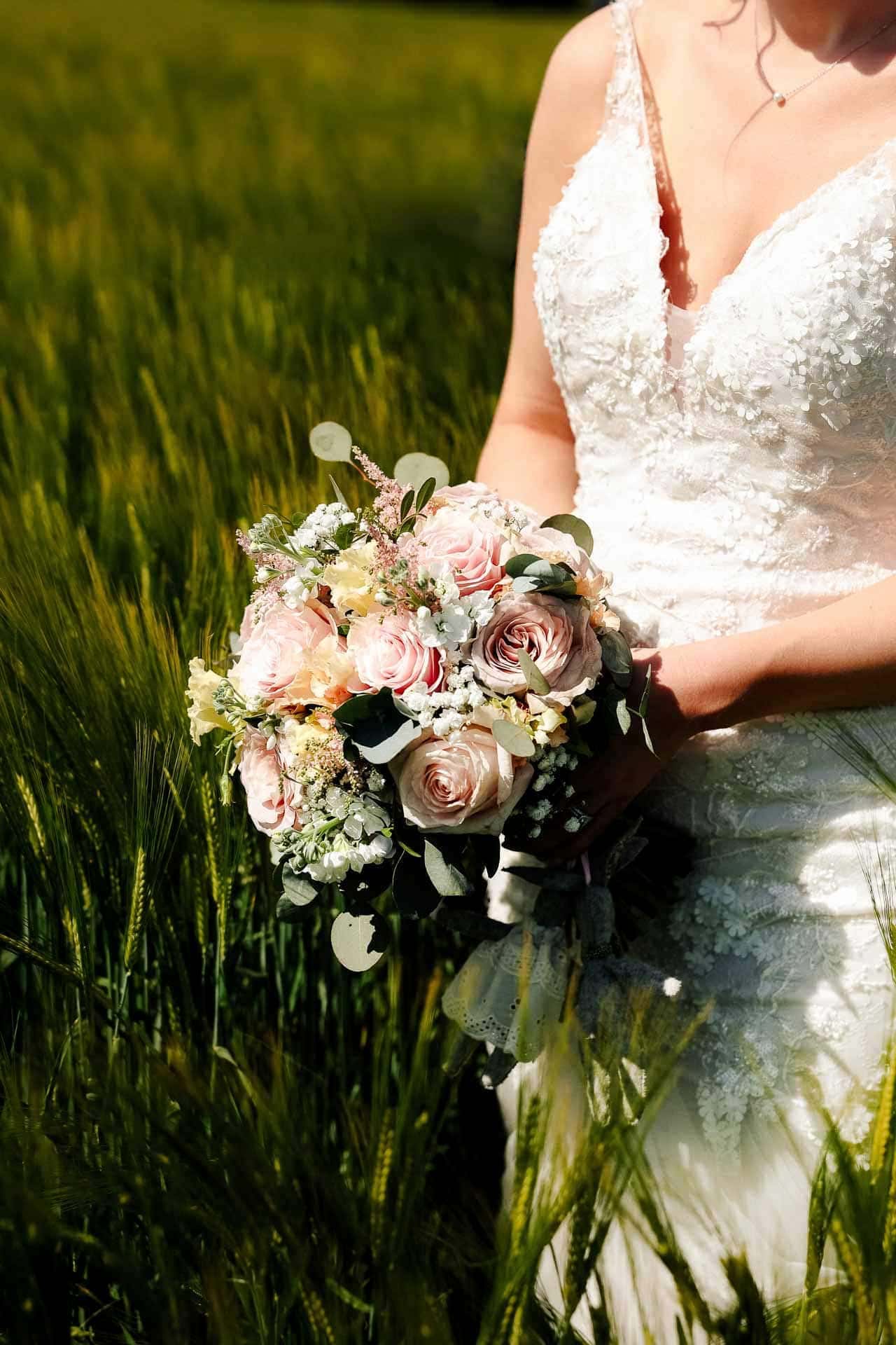 Farm wedding photography for megan and philip on their family farm in August.