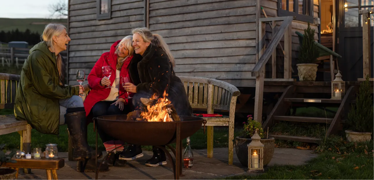 friends on a glamping trip