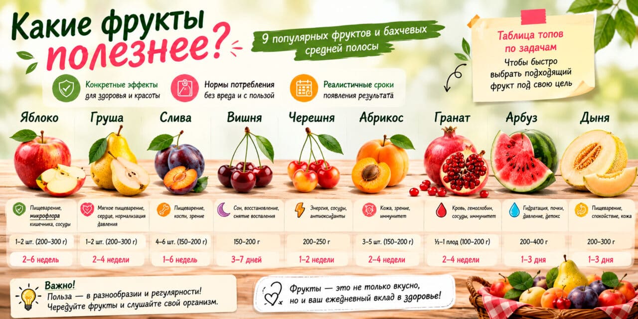 Какие фрукты полезнее - разбераем 9 популярных фруктов и бахчевых средней полосы: яблоко, грушу, сливу, вишню, черешню, абрикос, гранат, арбуз и дыню