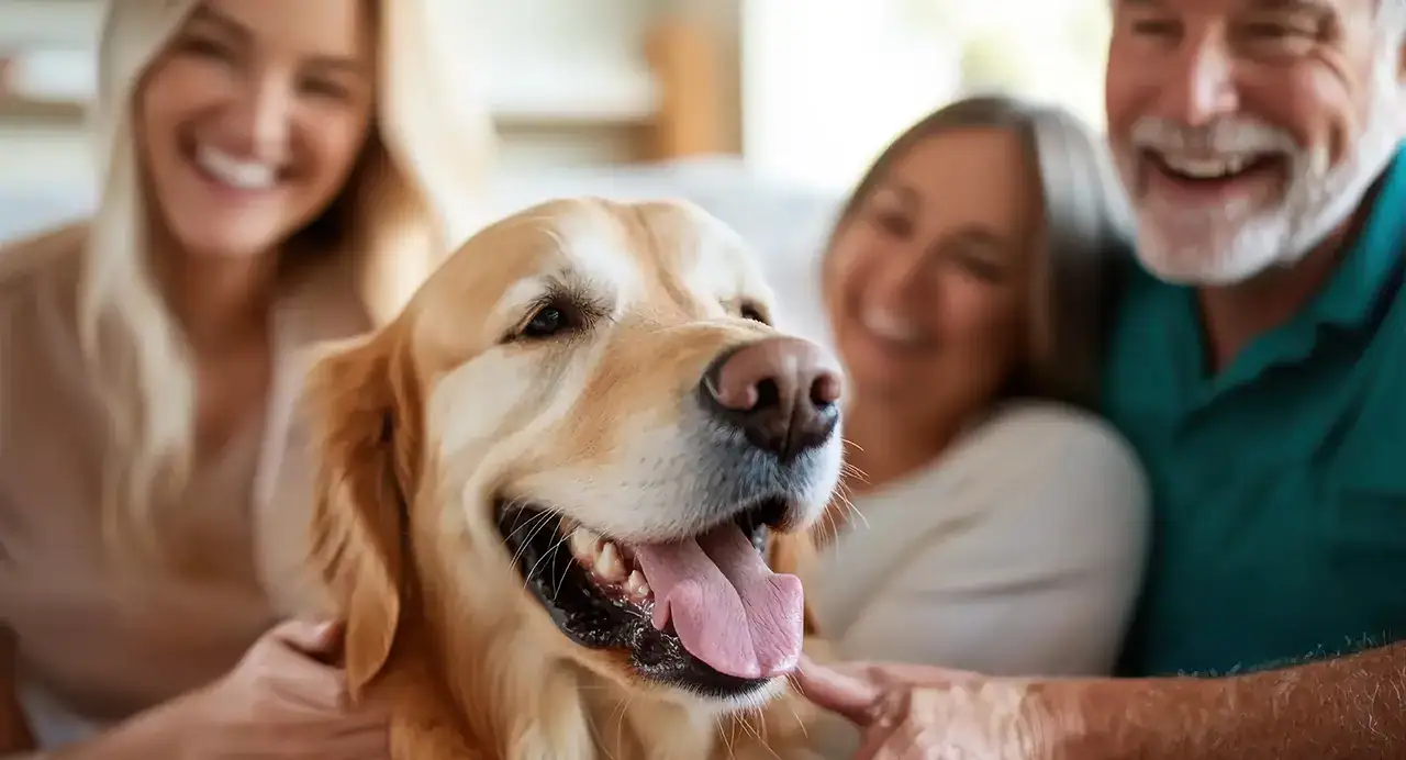 dog and family