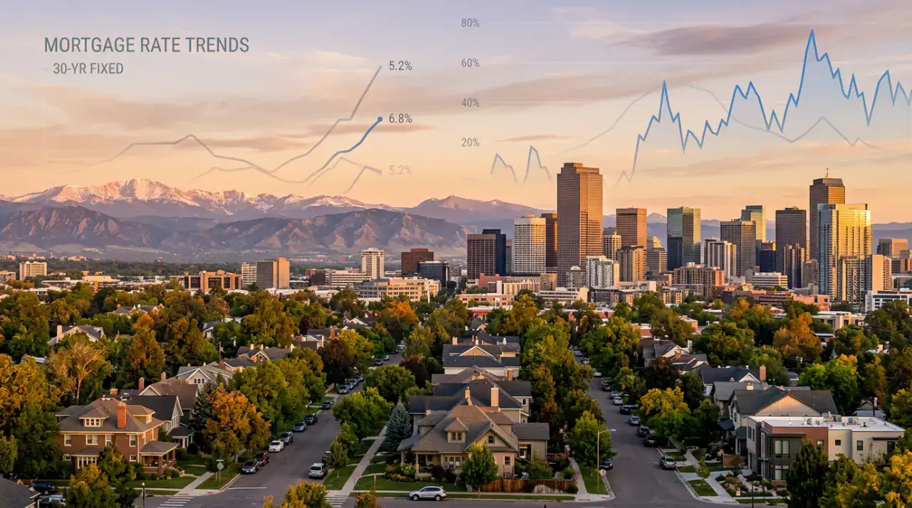 Denver housing market skyline with mortgage rate trends 2026 Colorado home affordability overview