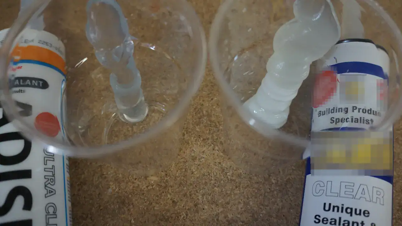 CT1 sealant clear vs Adiseal ultra clear sealant. Colour test in water.