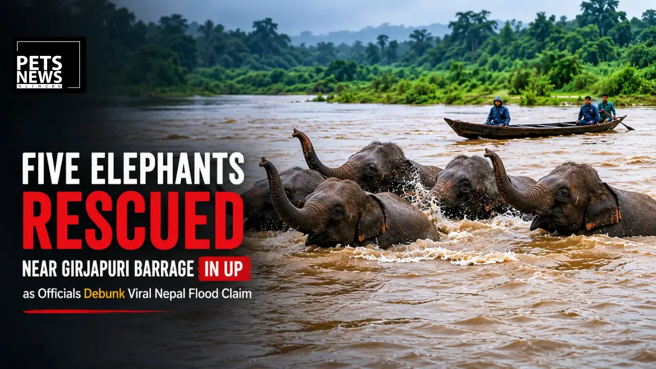 Five Elephants Rescued Near Girjapuri Barrage in UP as Officials Debunk Viral Nepal Flood Claim