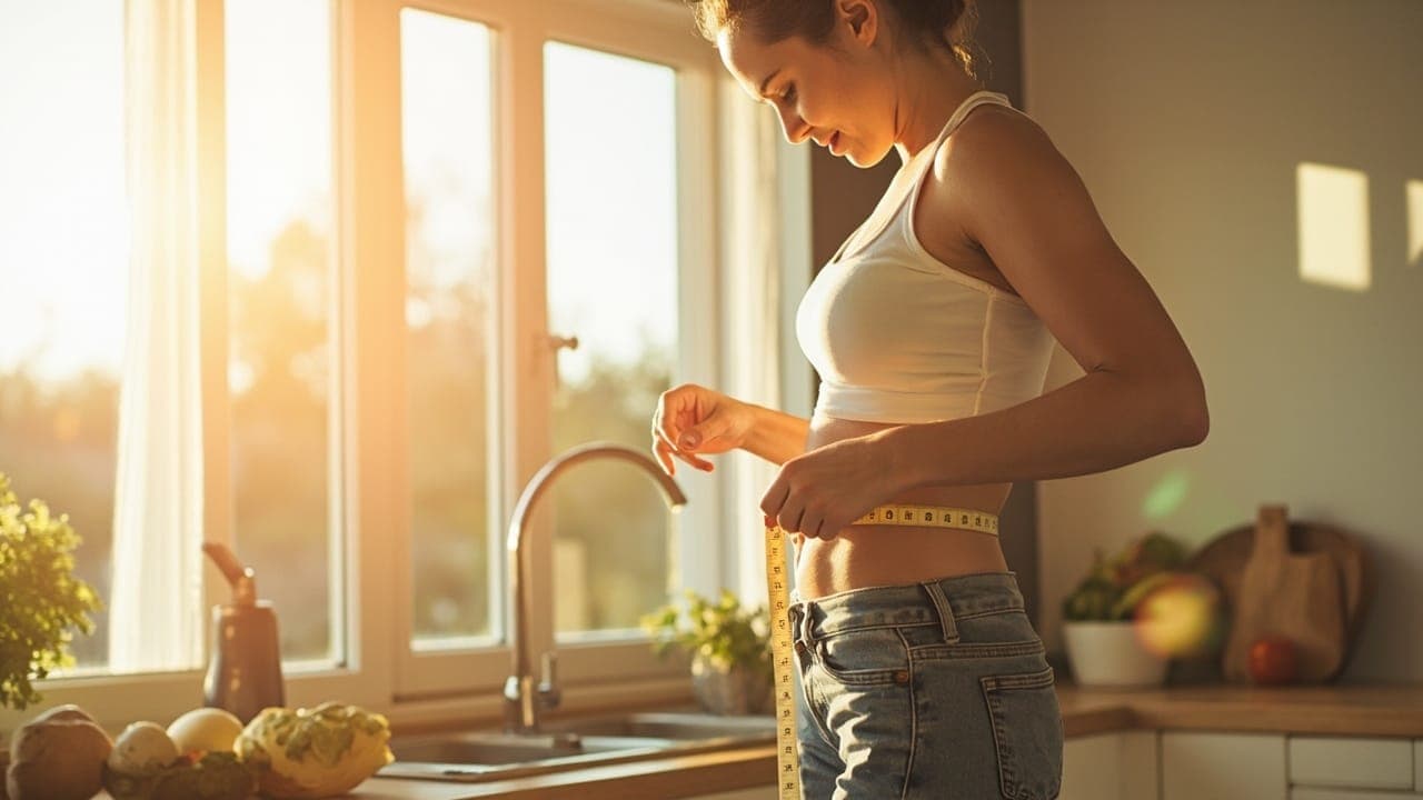 effective slimming tips tips - woman measuring waist near sunny window