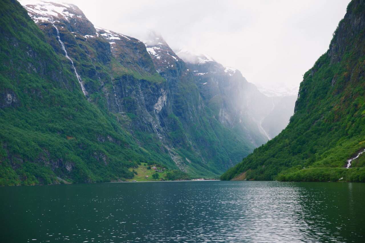naeroyfjord_norway_waterfall_fjord Naeroyfjord fjord view with cliffs on the sides