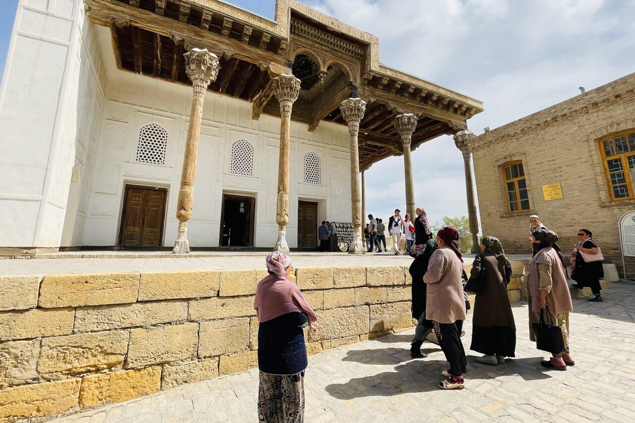 ark_bukhara_inside People outside a small mosque located inside the Ark citadel