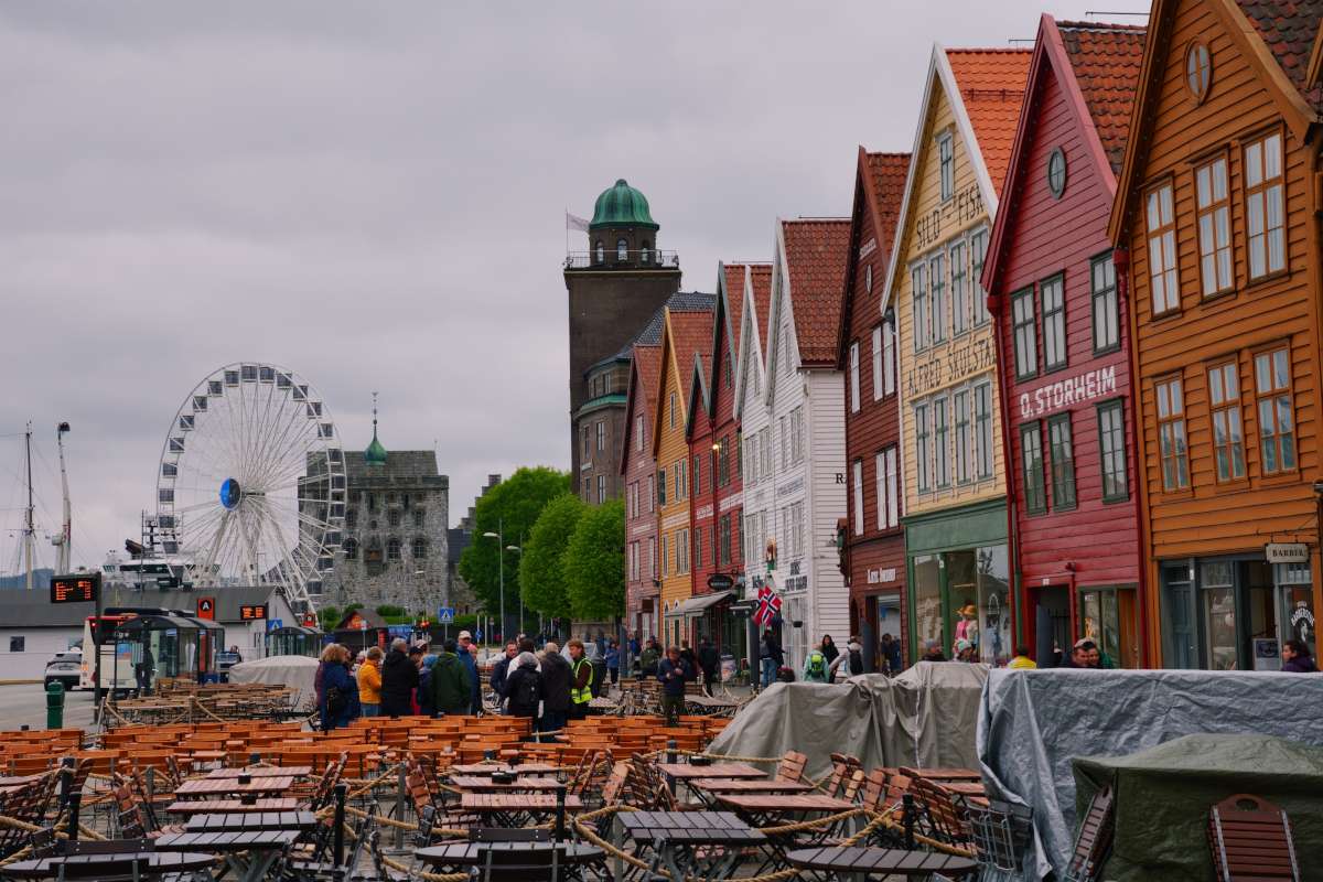 bryggen_view_cloudy Colorful houses in Bryggen, one of top things to see in Bergen, during a cloudy day