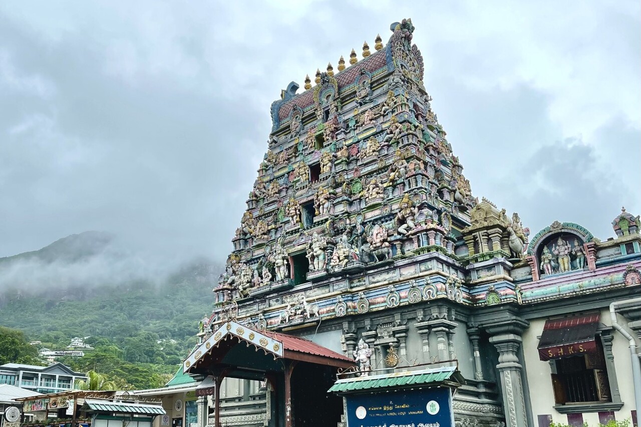 hindu_temple_victoria_seychelles Hindu temple in Victoria, Mahe on a cloudy day
