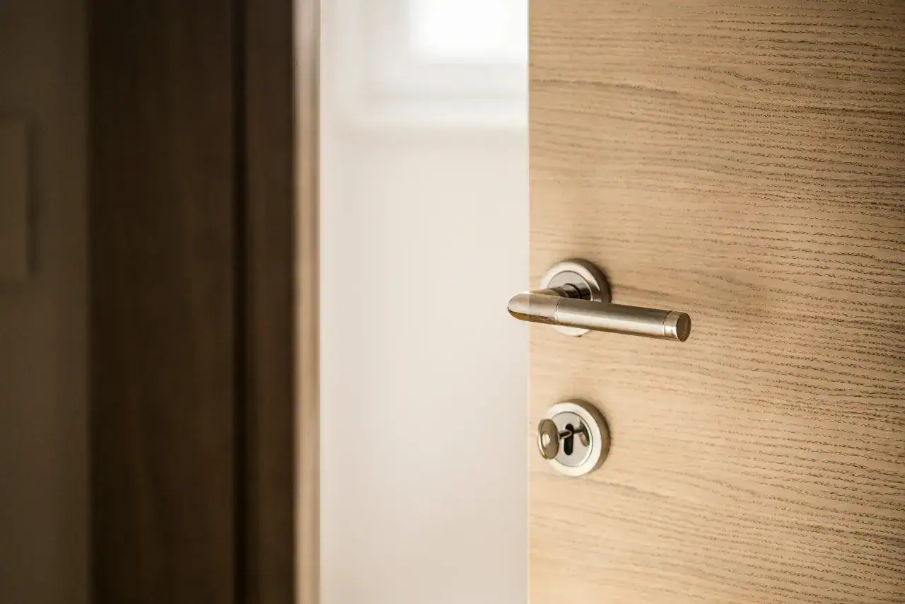 An open door at an office in the USA