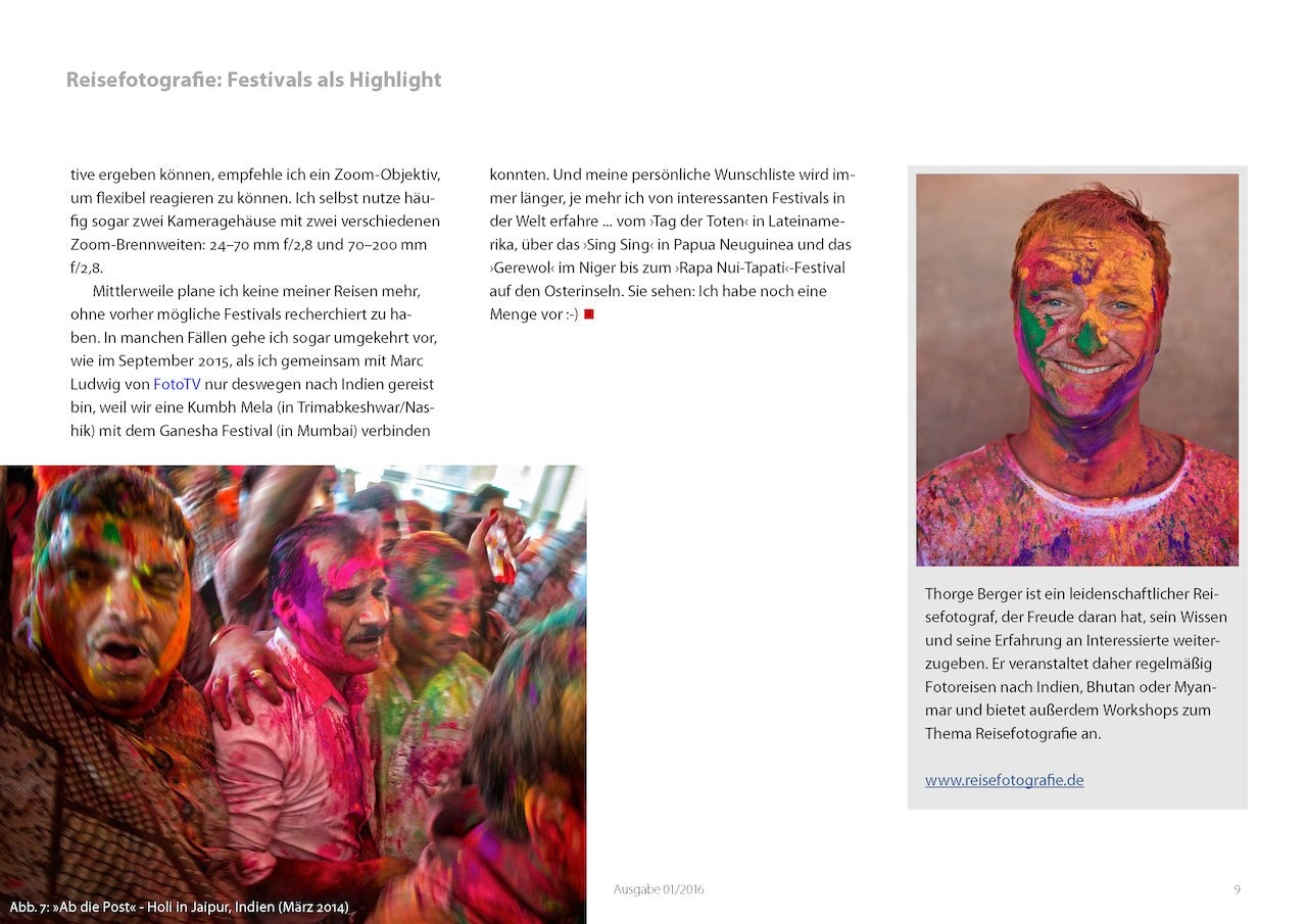 Reisefotografie: Festivals als Highlight - eine Coverstory im Fotoespresso 2016-01 von Thorge Berger
