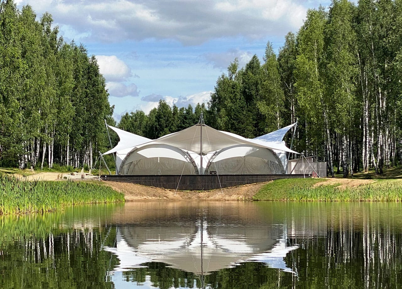 kanopi membrane, puncak, arsitektur modern