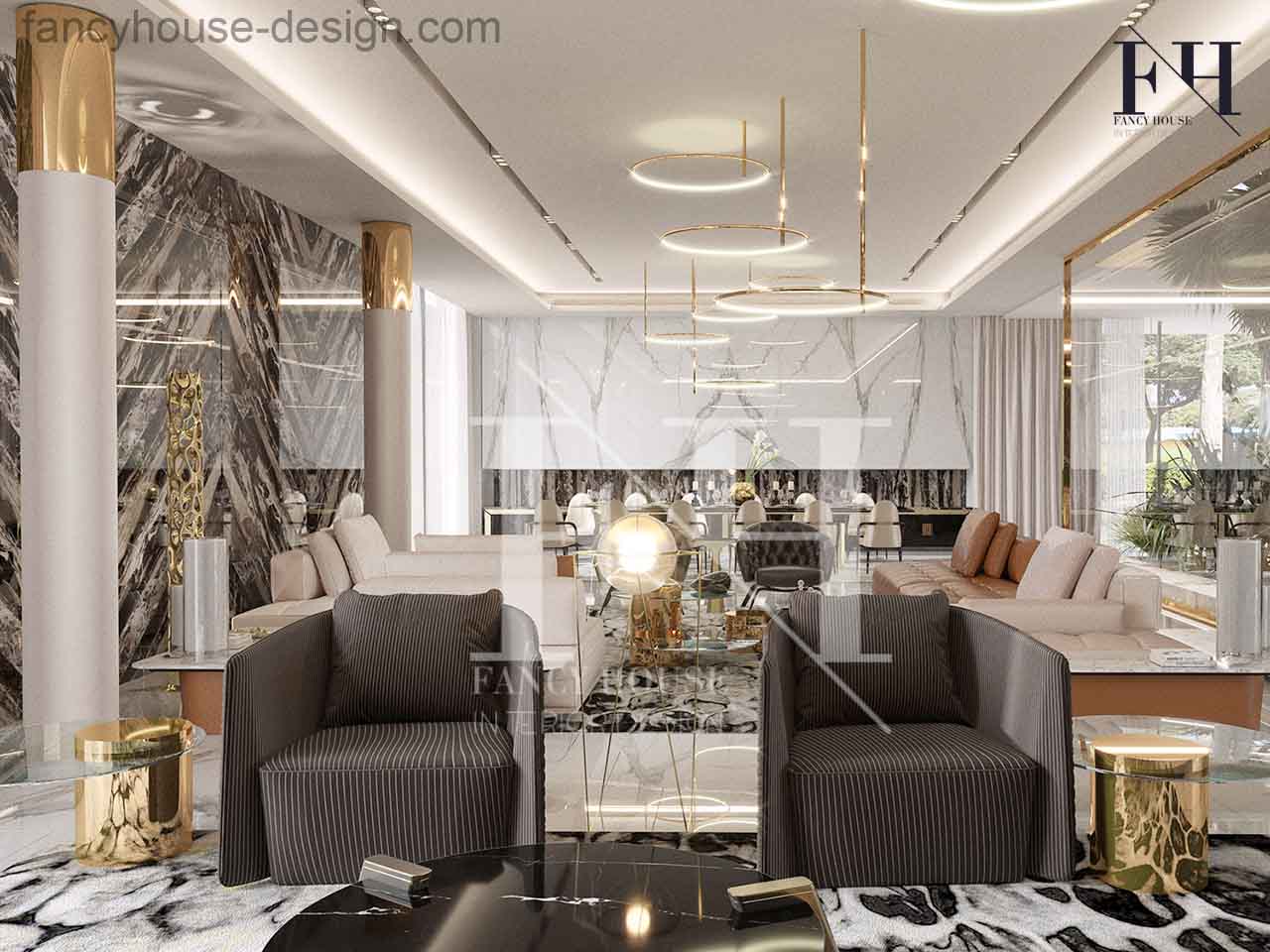 luxury modern living room interior design in Dubai villa
