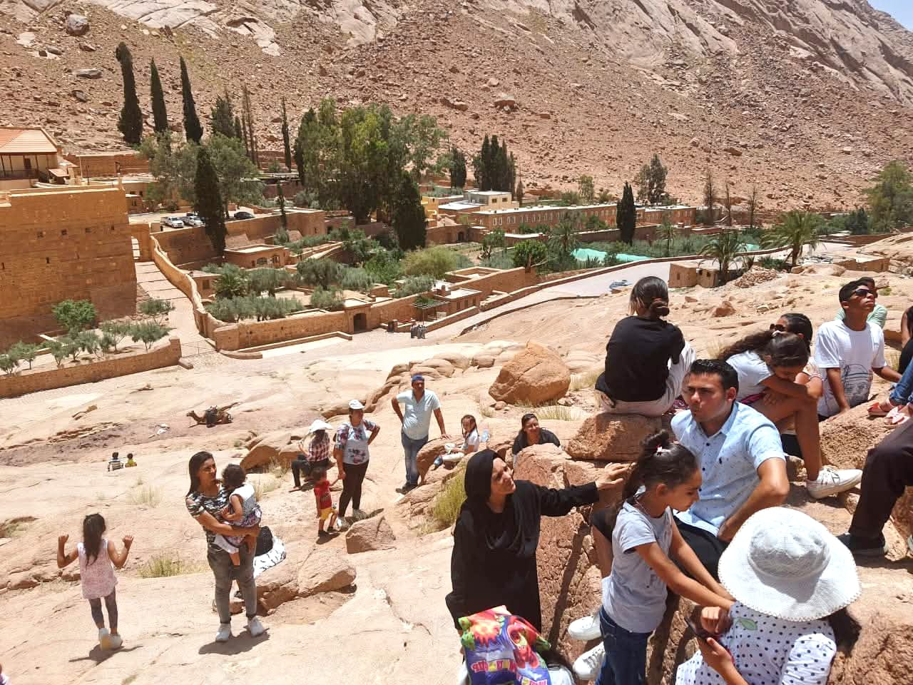 Transfer von Sharm El-Sheikh zum Katharinenkloster – Blick von oben auf das Kloster in den Bergen