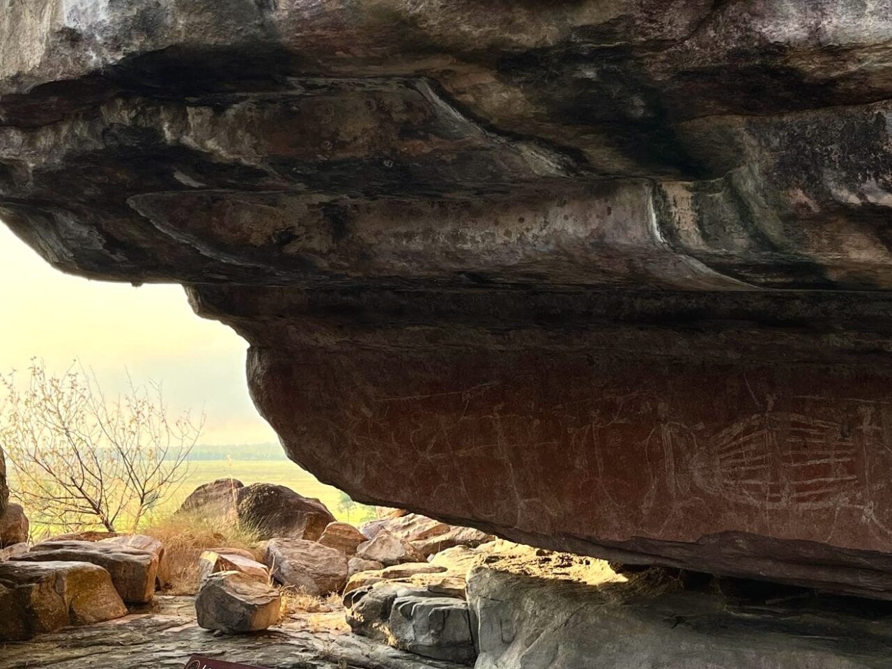Shelter with ancient rock painting in kakadu