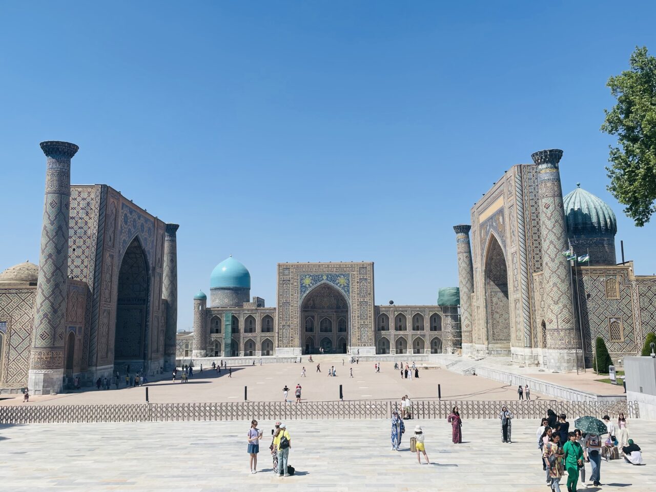 View of three ancient madrasas in a square 