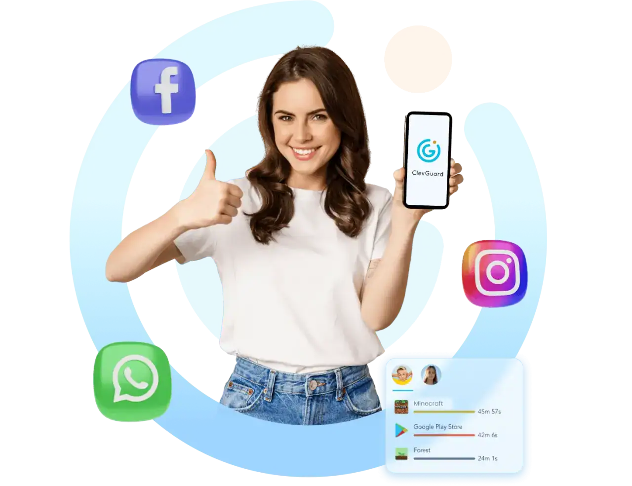 ClevGuard KidsGuard Pro software de monitorizare parentală și siguranță digitală cu GPS și control WhatsApp.