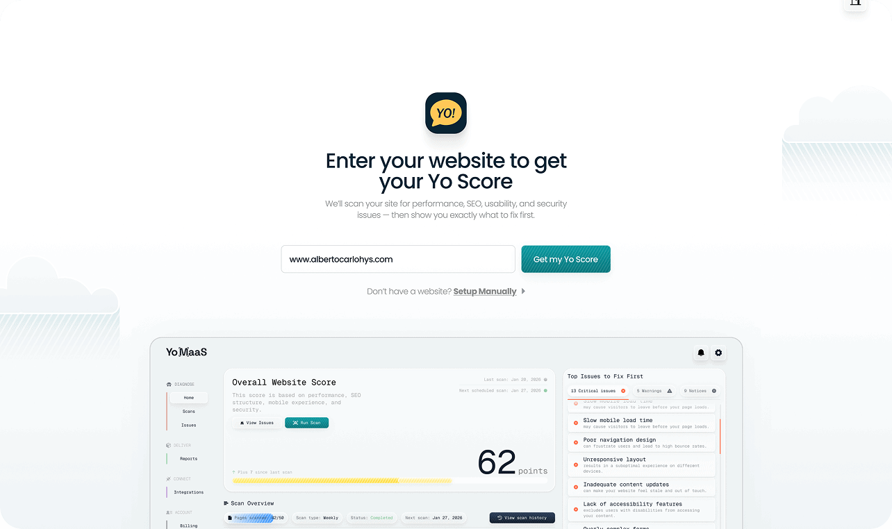 Yo MaaS AI Marketing Step 1 Add Your Site