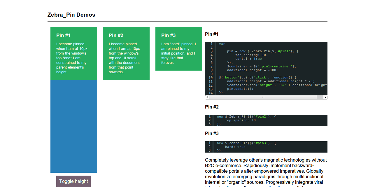 Zebra_Pin examples