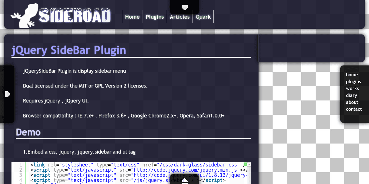 jQuery SideBar jQuery Plugins