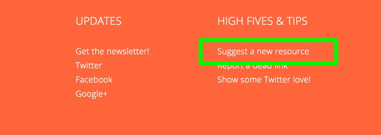 Link to suggest new resources
