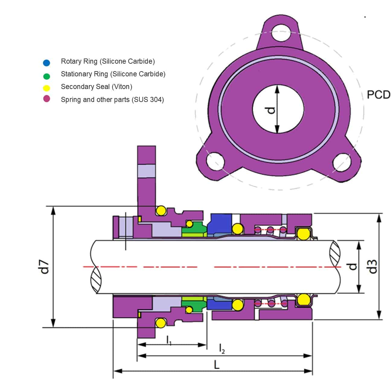 3 lug bolt in type mechanical seal for Davey VM