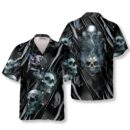 Dark Molten Metal Skull Hawaiian Shirt