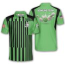 Custom Green Stripe Bowling Polo Shirt for Men