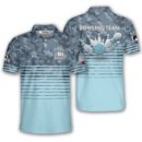 Cyan Camo Custom Bowling Shirt for Men - Personalized Polo