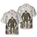 Bigfoot Hawaiian Shirt: Walk In Snow Storm Design