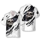 White Grunge Skull Hawaiian Shirt
