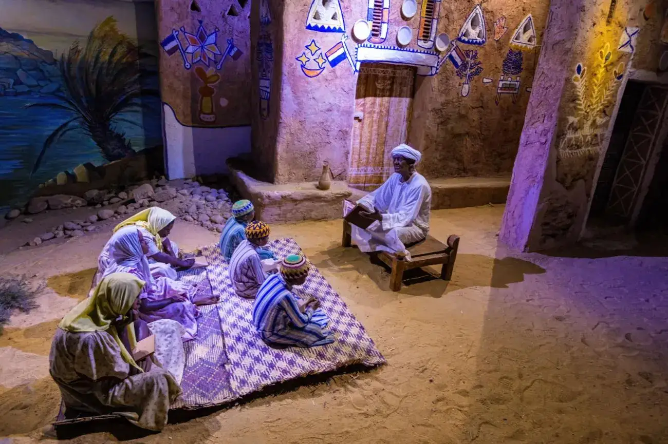 Traditional Nubian village life scene in the cultural collection
