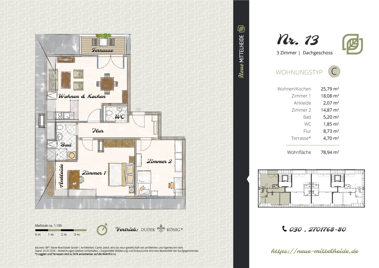 Vertrieb Grundriss Neue Mittelheide Dachgeschosswohnung