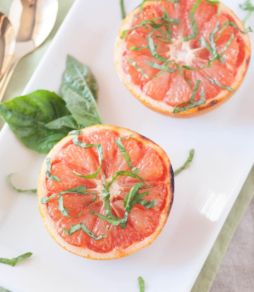 Broiled Grapefruit with Basil