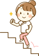 階段を上る女性