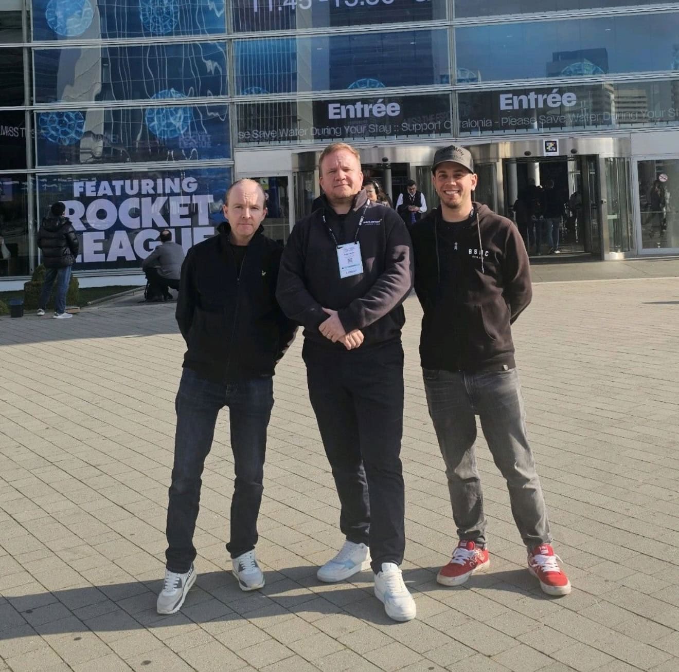 Three members of the Art of Integration team outside the Control4 awards venue