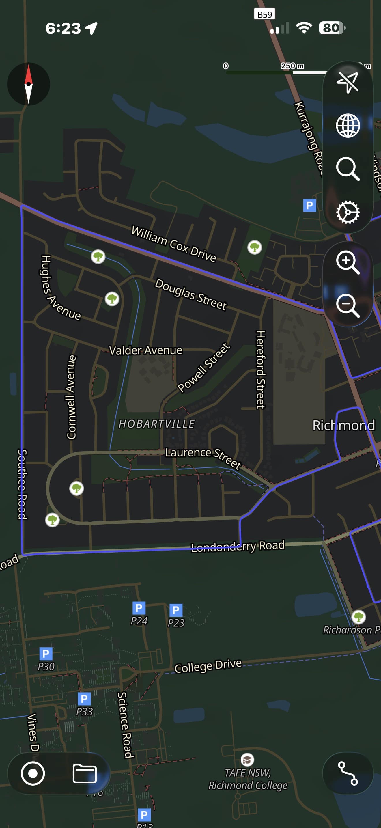 Evaluation map for the western Hobartville residential extension.