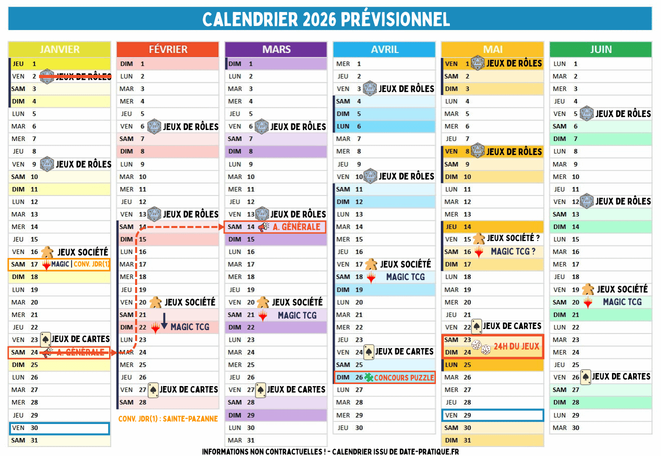 Planning Janvier - Juin 2026