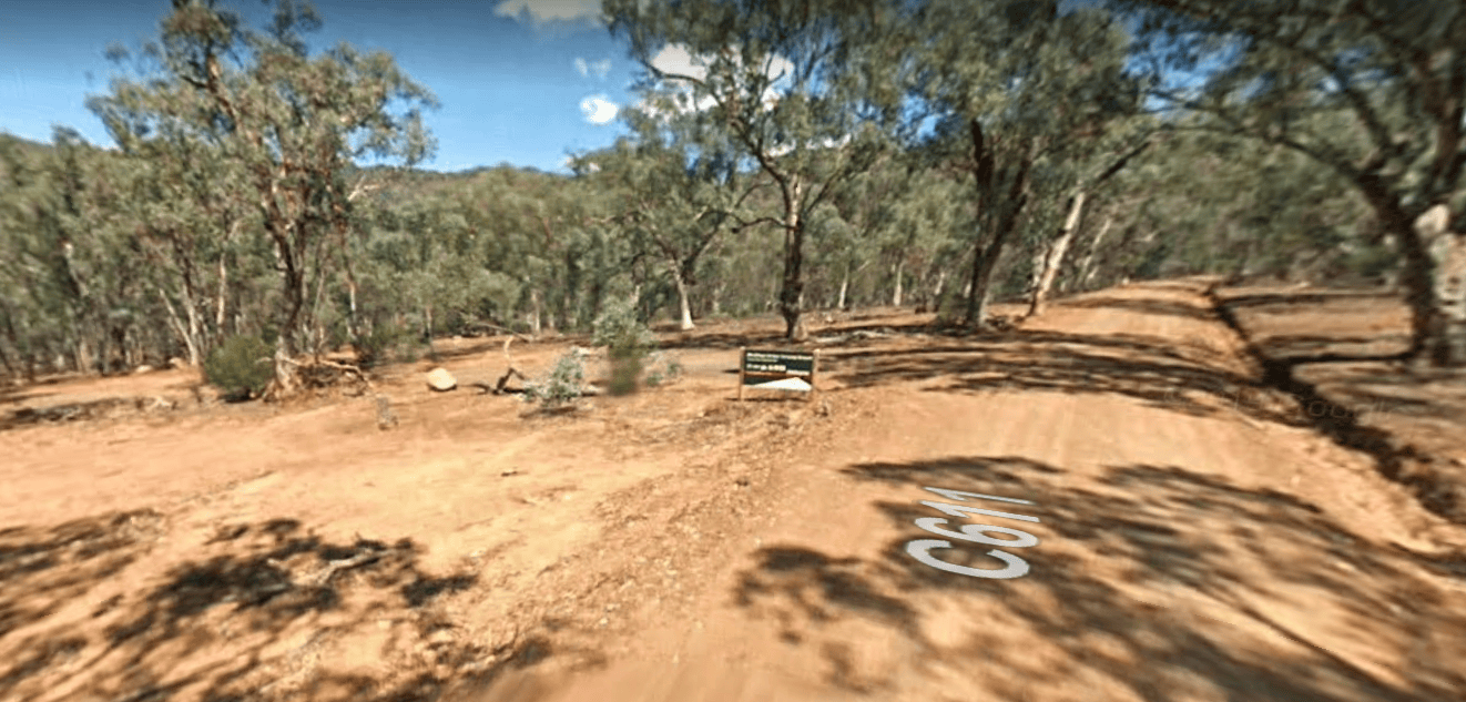Entrance to the free camping area off McKillps Bridge Road, Victoria
