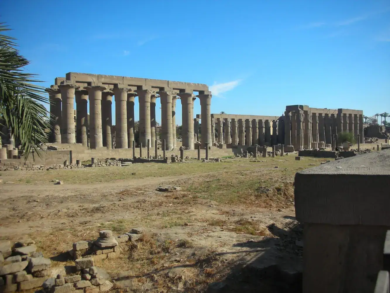 Ancient sandstone columns along the ceremonial route