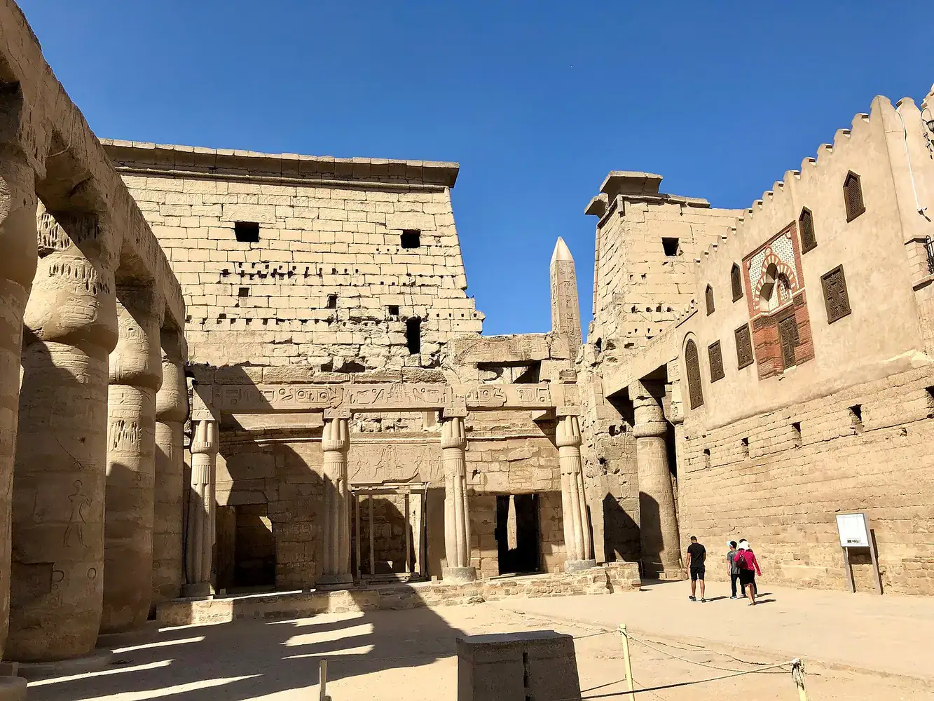 Great Court of Ramses II at Luxor Temple surrounded by columns