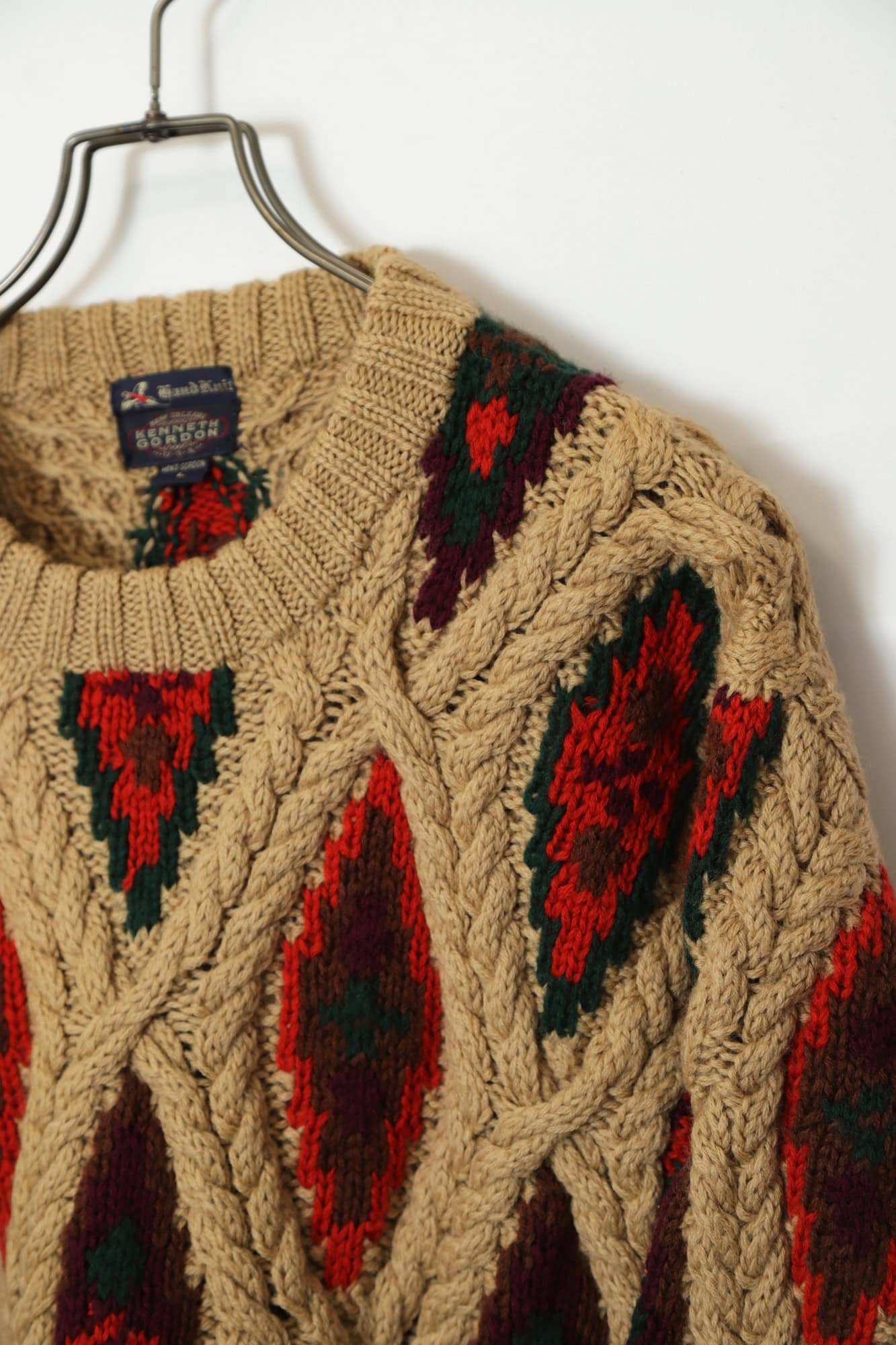 VINTAGE CABLE KNIT SWEATER/L - 画像 (4)