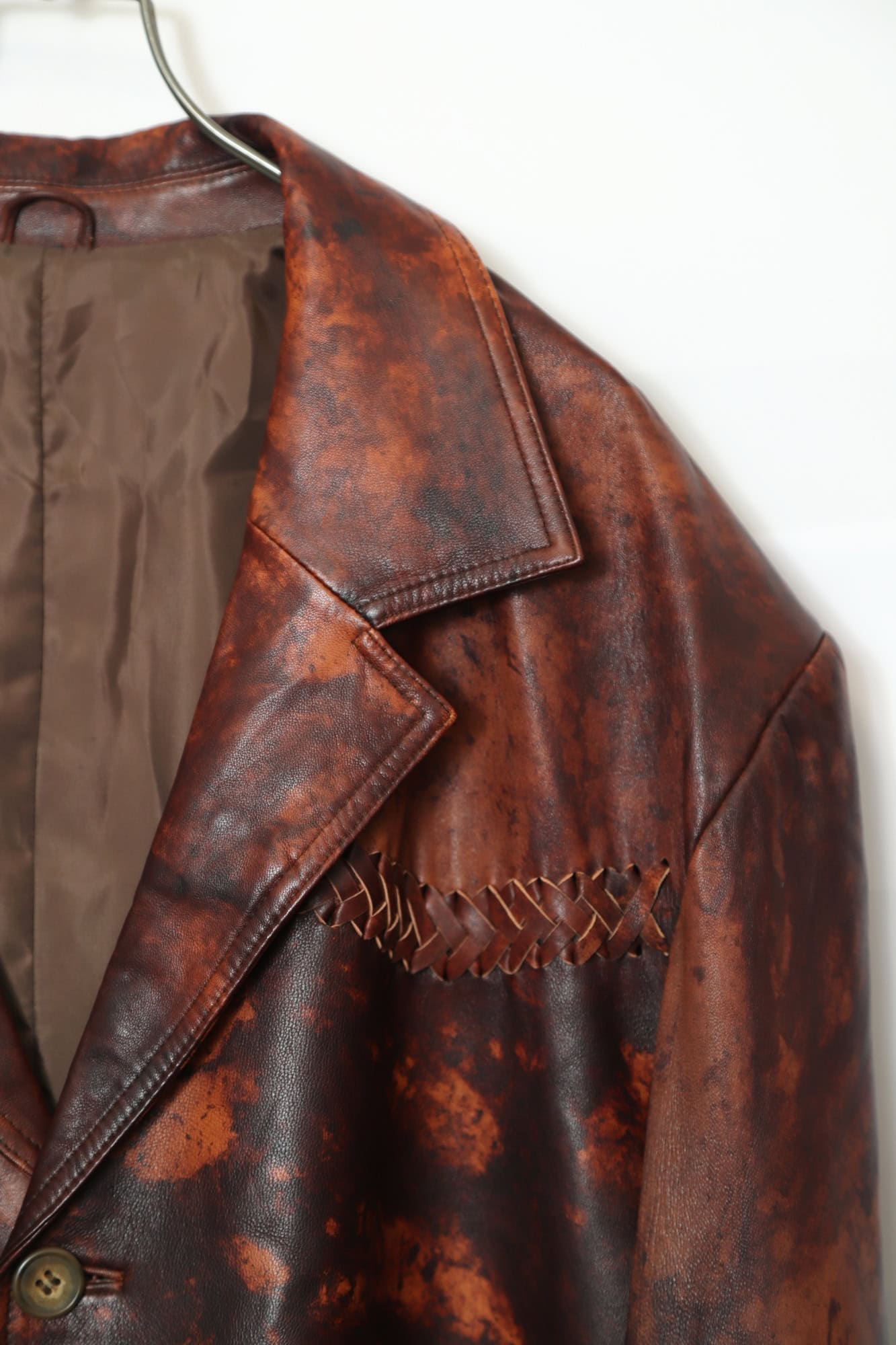 VINTAGE PRINTED LEATHER TAILORED JACKET/XL - 画像 (3)