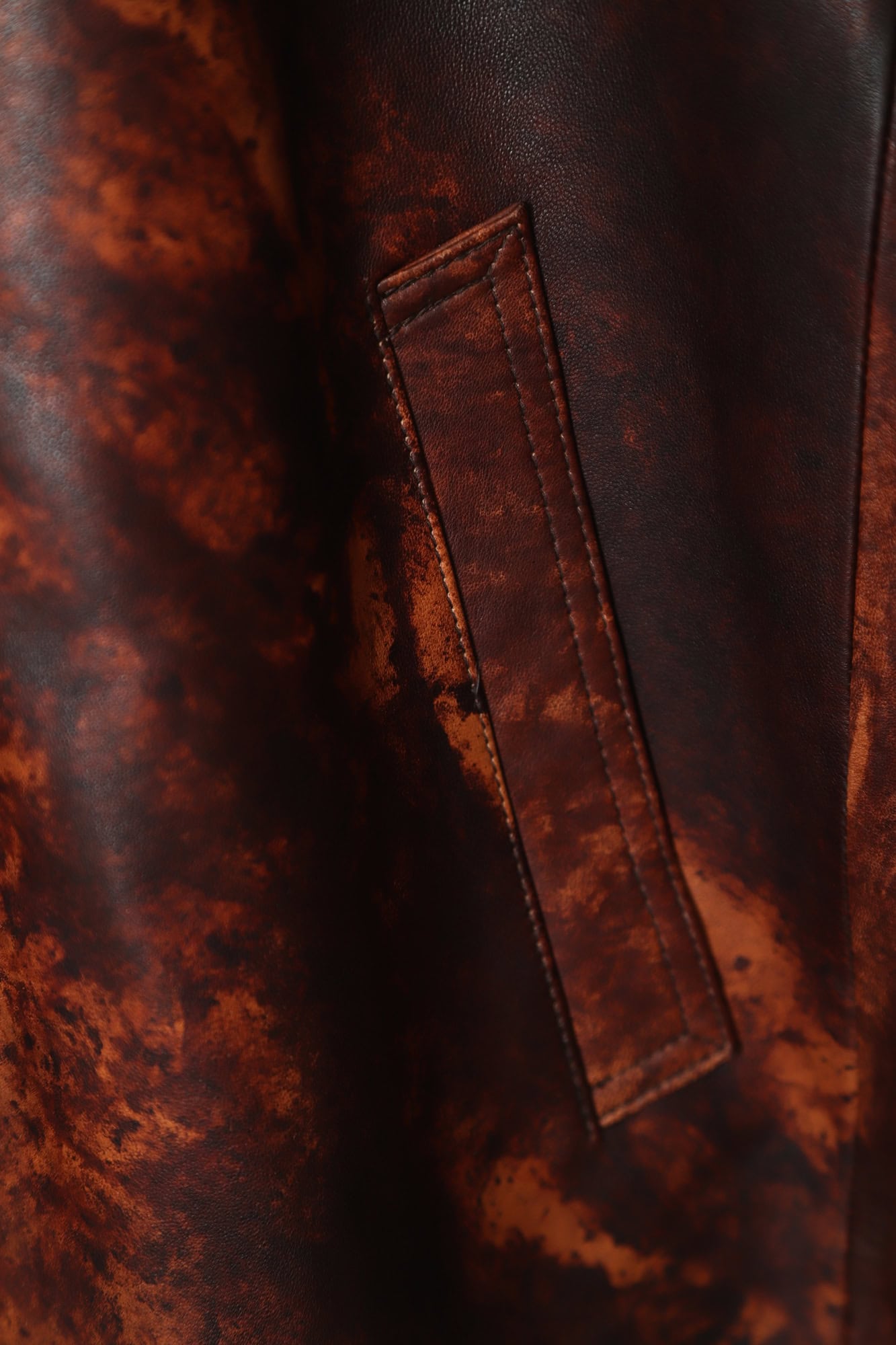 VINTAGE PRINTED LEATHER TAILORED JACKET/XL - 画像 (4)