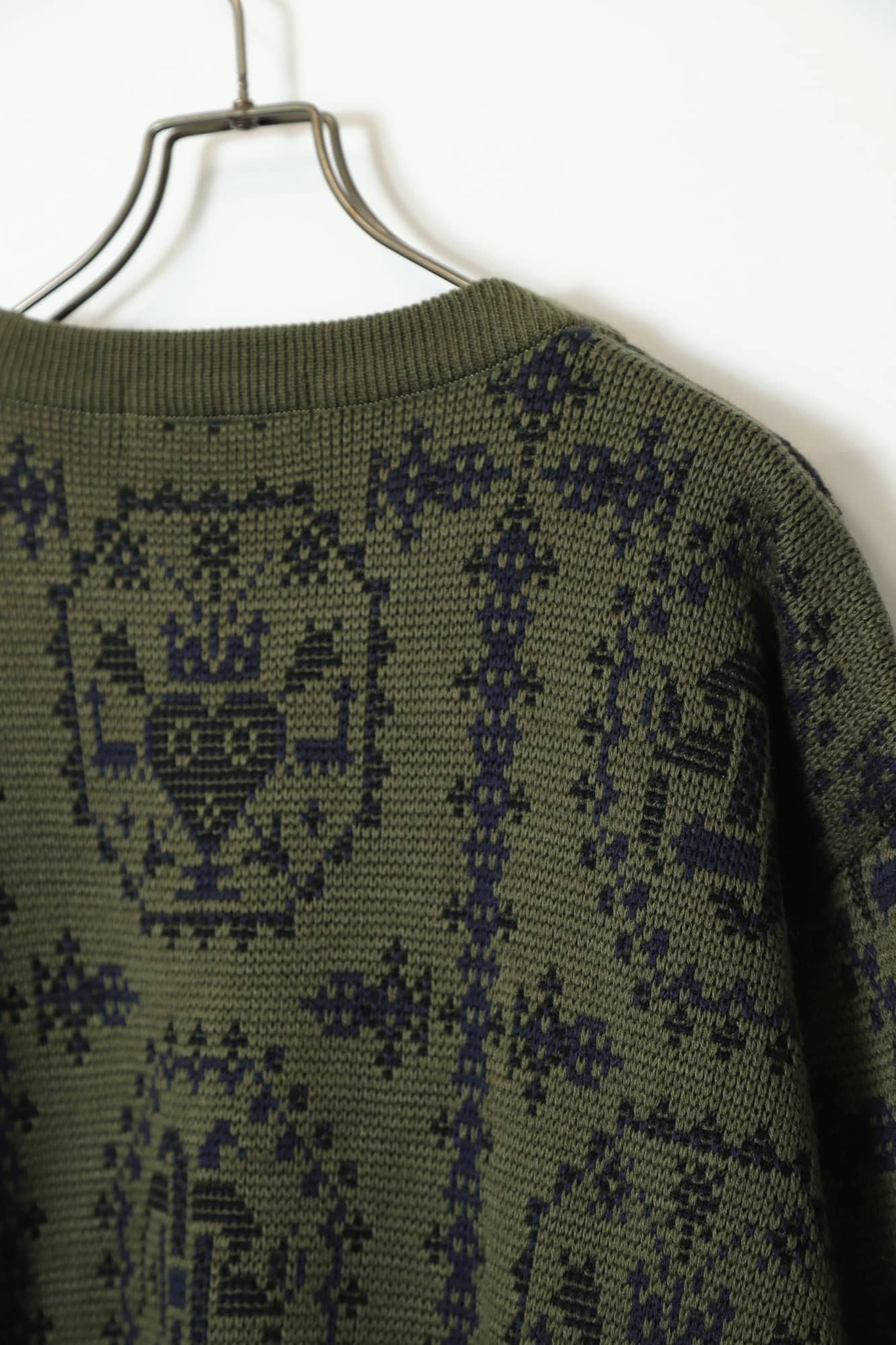 VINTAGE JAQUARD KNITTED SWEATER/XL - 画像 (9)