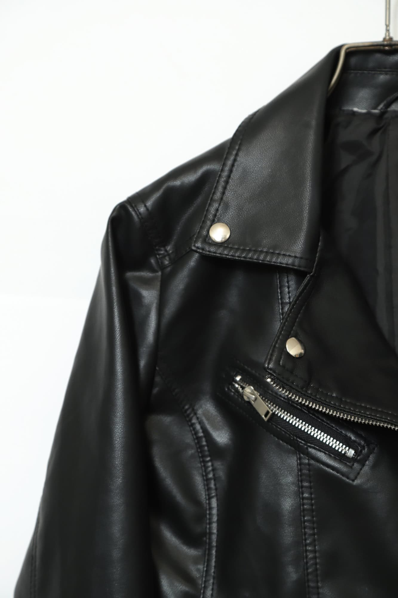 VINTAGE FAKE LEATHER RIDERS JACKET/S - 画像 (4)