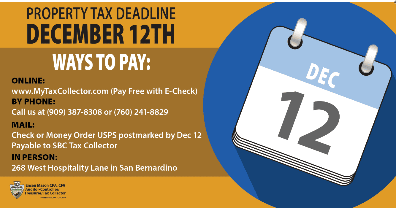 Property taxes due Dec. 12 – also check for unclaimed property tax refund