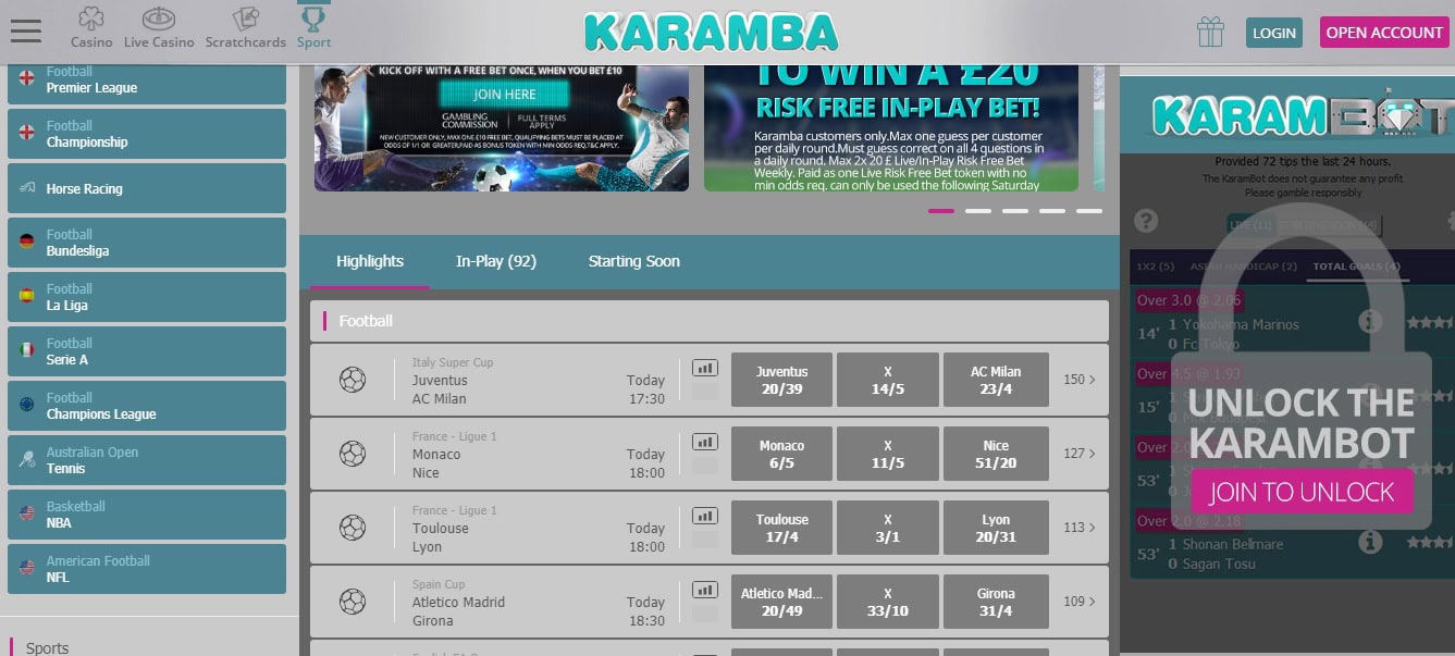 karambot is a football betting calculator that helps you find football bets to place