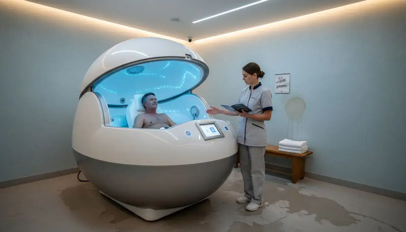 Client and technician with advanced float pod